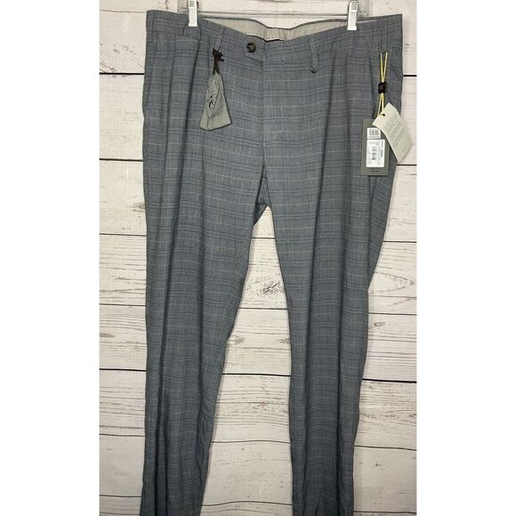 NWT Canali Gray Plaid pants 56 (40 x 35 ) Trousers Contemporary Fit Linen Blend* - Picture 5 of 16